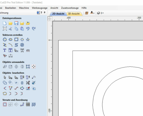 Konstruieren und Zeichnen in der Software Cut2D Pro
