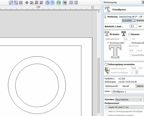 Schnellgravur Funktion der Cut2D Pro CAD Software