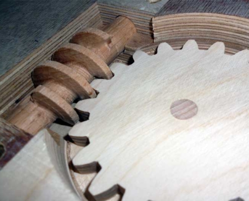 Schneckengetriebe aus Holz gefräst