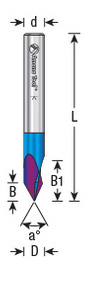 V-Nut Fräser 45624-K Amana Tool technische Daten