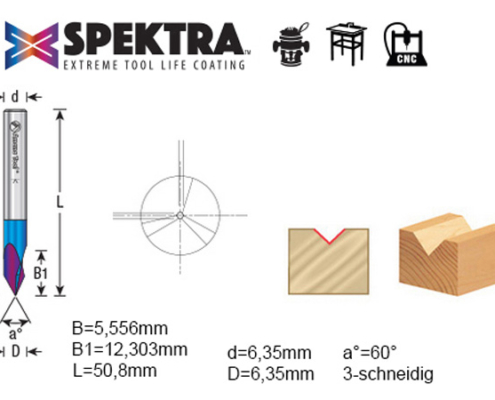 technische Daten zum V-Nut Fräser 45624-K