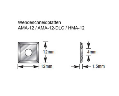 Wendeschneidplatten AMA-12, AMA-12-DLC, HMA-12 Amana Tools technische Daten