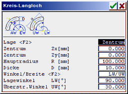 Kreis Langloch Koordinaten CAD Eingabe